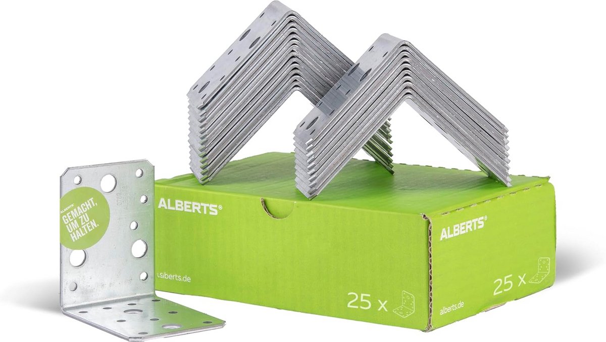 Grote Hoekverbinder Verzinkt voor Houtconstructies 90x90x65 mm Set van 25