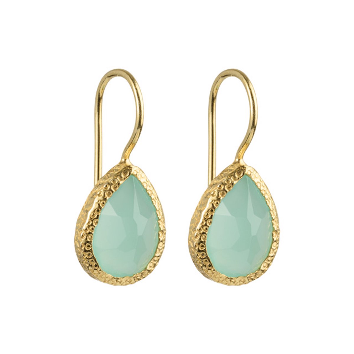 I'M ME JEWELLERY - druppel oorbellen - aqua chalcedoon - 24 karaats vermeil goud