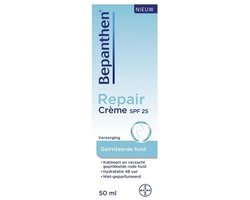 Bepanthen Repair Crème SPF 25 | 50 ml | Voor Gezicht, Hals en Decolleté | Kalmeert en Herstelt de Geprikkelde Rode Huid