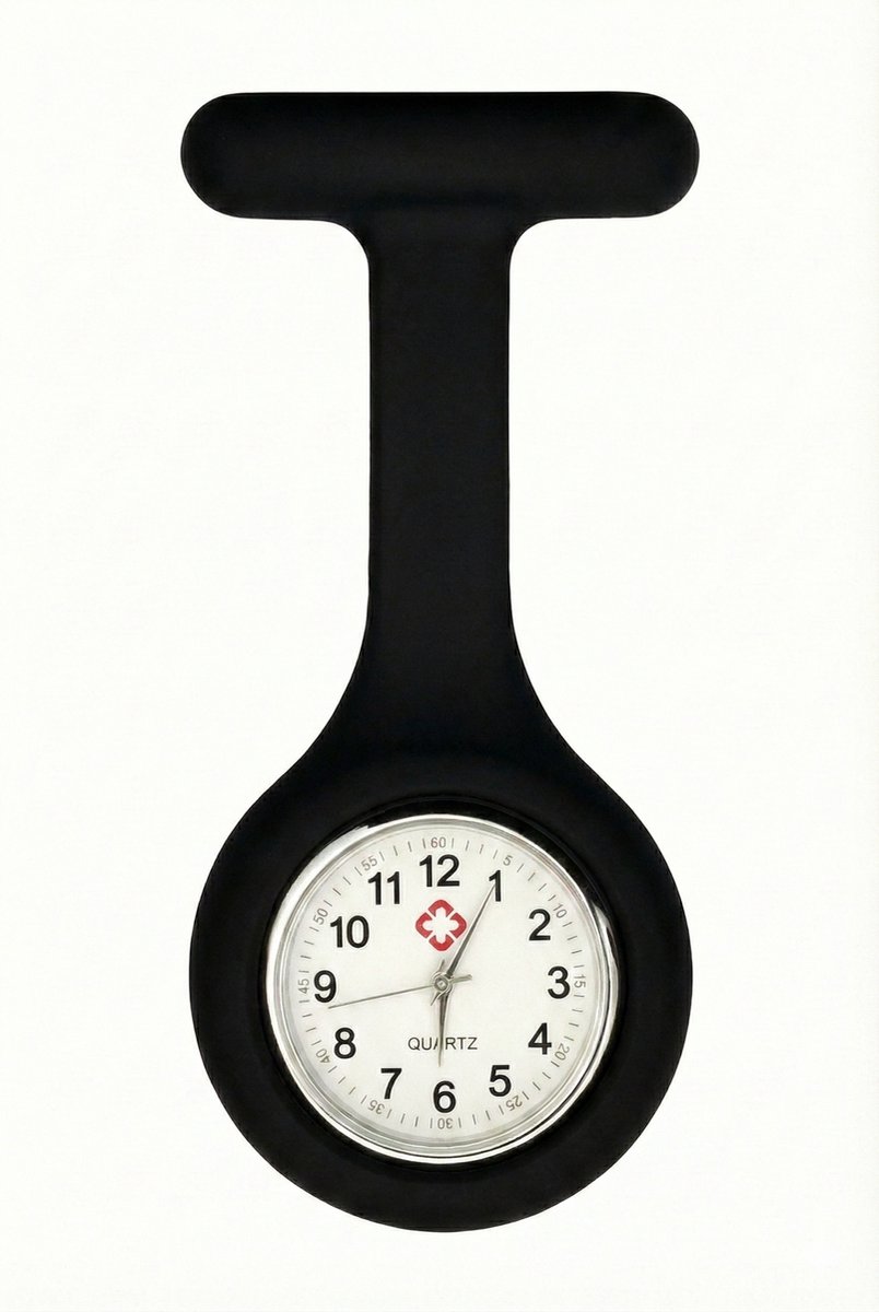 Zorgmorgen - Zusterhorloge - zwart - Siliconen - Waterbestendig - Verpleegkundige