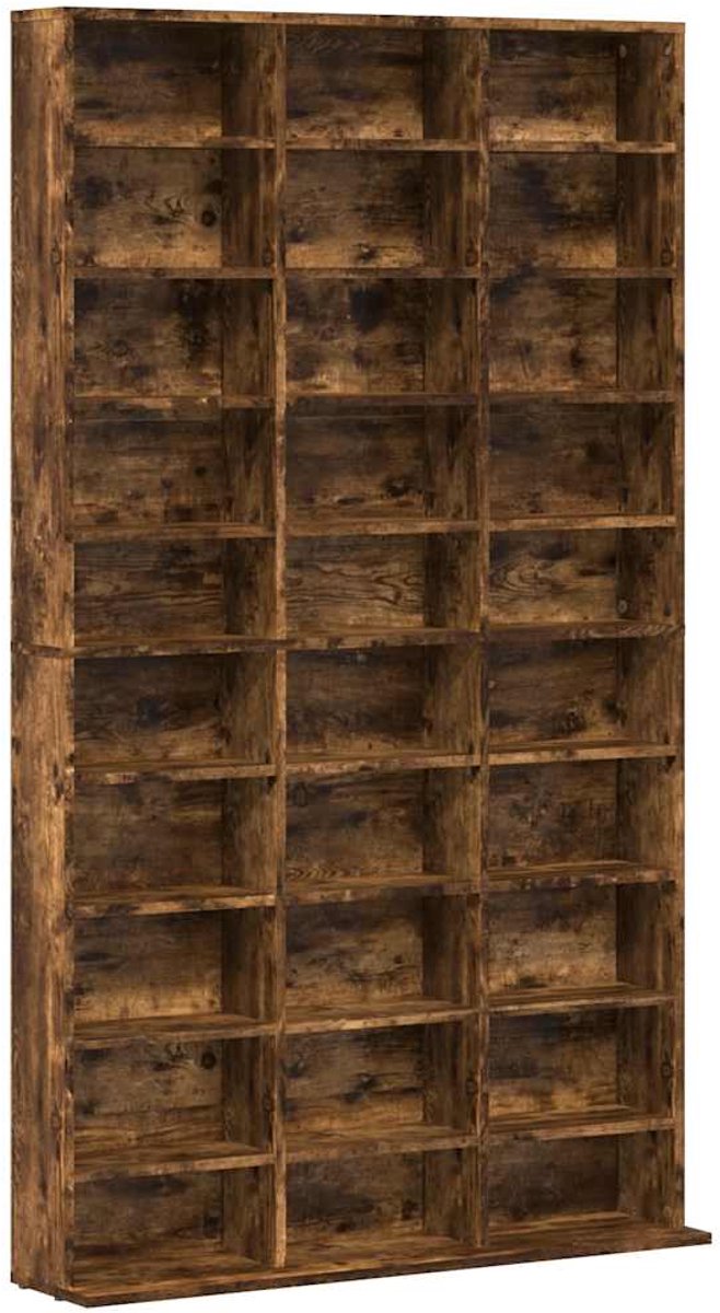vidaXL - Cd-kast - 102x23x177,5 - cm - bewerkt - hout - gerookt - eikenkleurig