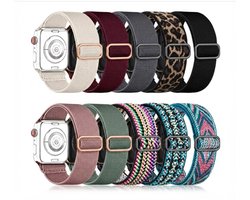 Meerkleurig horlogebandje set 10 stuks stretchy smartwatch dames en heren elastisch nylon bandjes Geschikt voor Apple Watch 42mm (serie 1 / 2 / 3) / 44 mm / 45 mm / 46 mm (serie 10 / 11) / 49 mm (Ultra 1 / 2 / 3) verstelbare textiel watch bands set