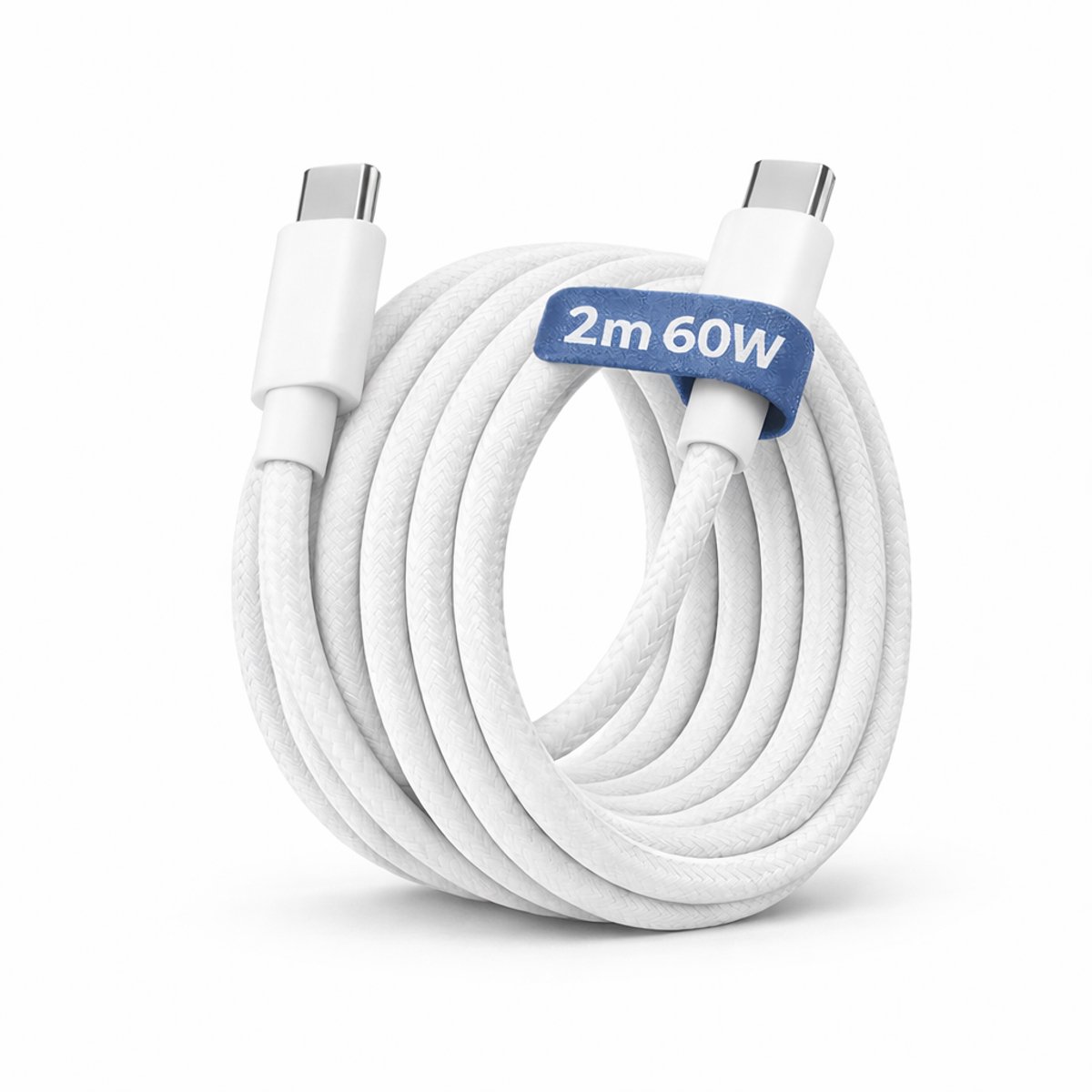 Adapie USB-C naar USB-C Kabel 2 Meter – 60W Power Delivery – Snellaadkabel voor Laptop, Tablet & Smartphone – Wit