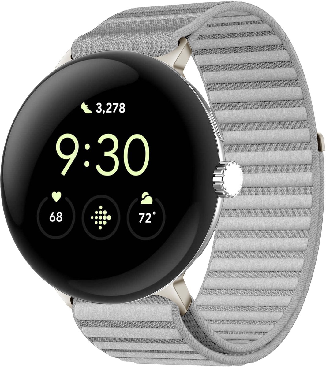 Nylon bandje - Geschikt voor Google Pixel Watch 3 / 4 (45 mm) - Lichtgrijs