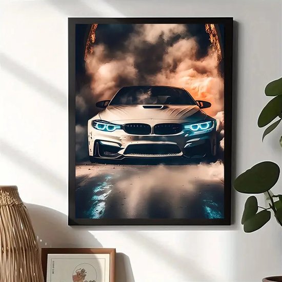 Canvas poster - Autoposter - Auto - BMW M4 Competition - Sportwagen - Supercar - Performance auto - 30x40 cm - Zonder lijst - Mancave - Trendy