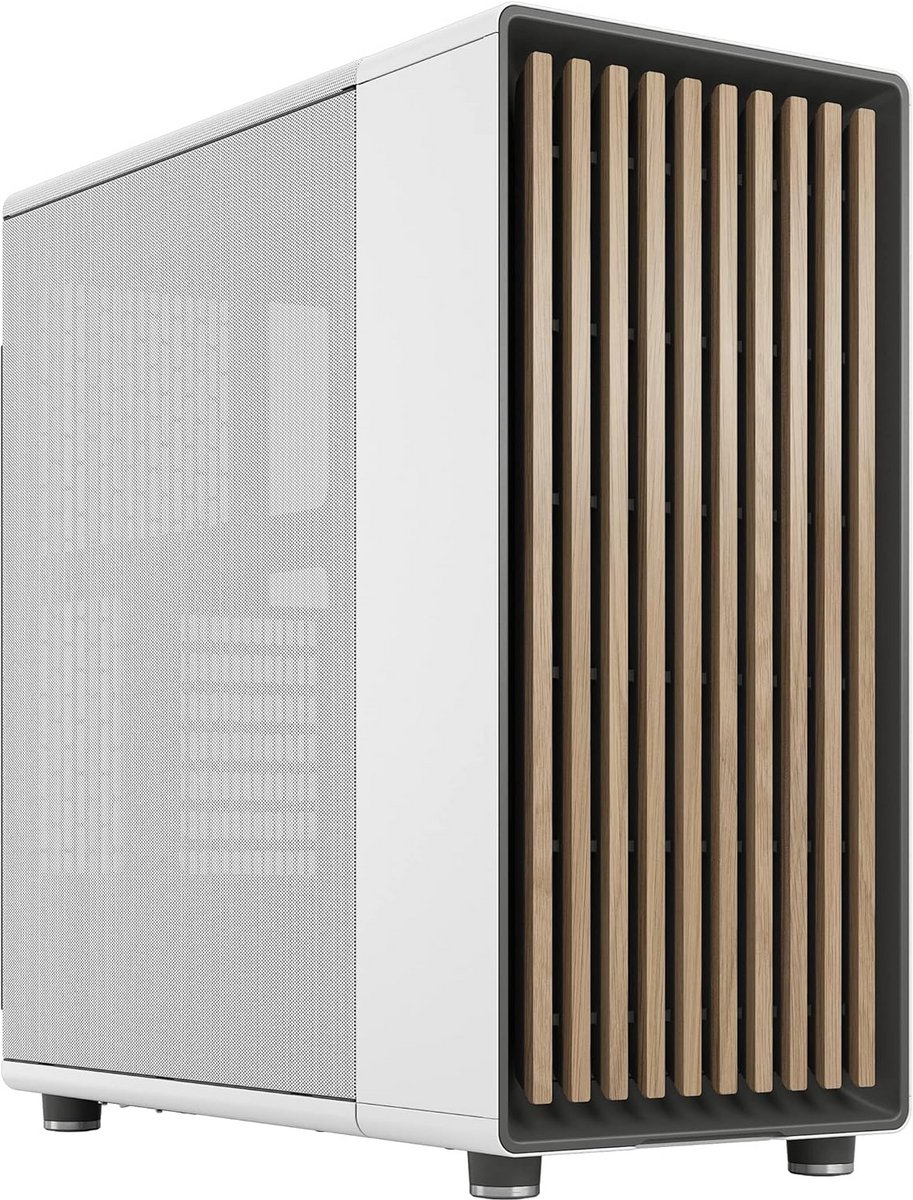 Stijlvolle PC Behuizing Mini Wit Hout en Metaal Details
