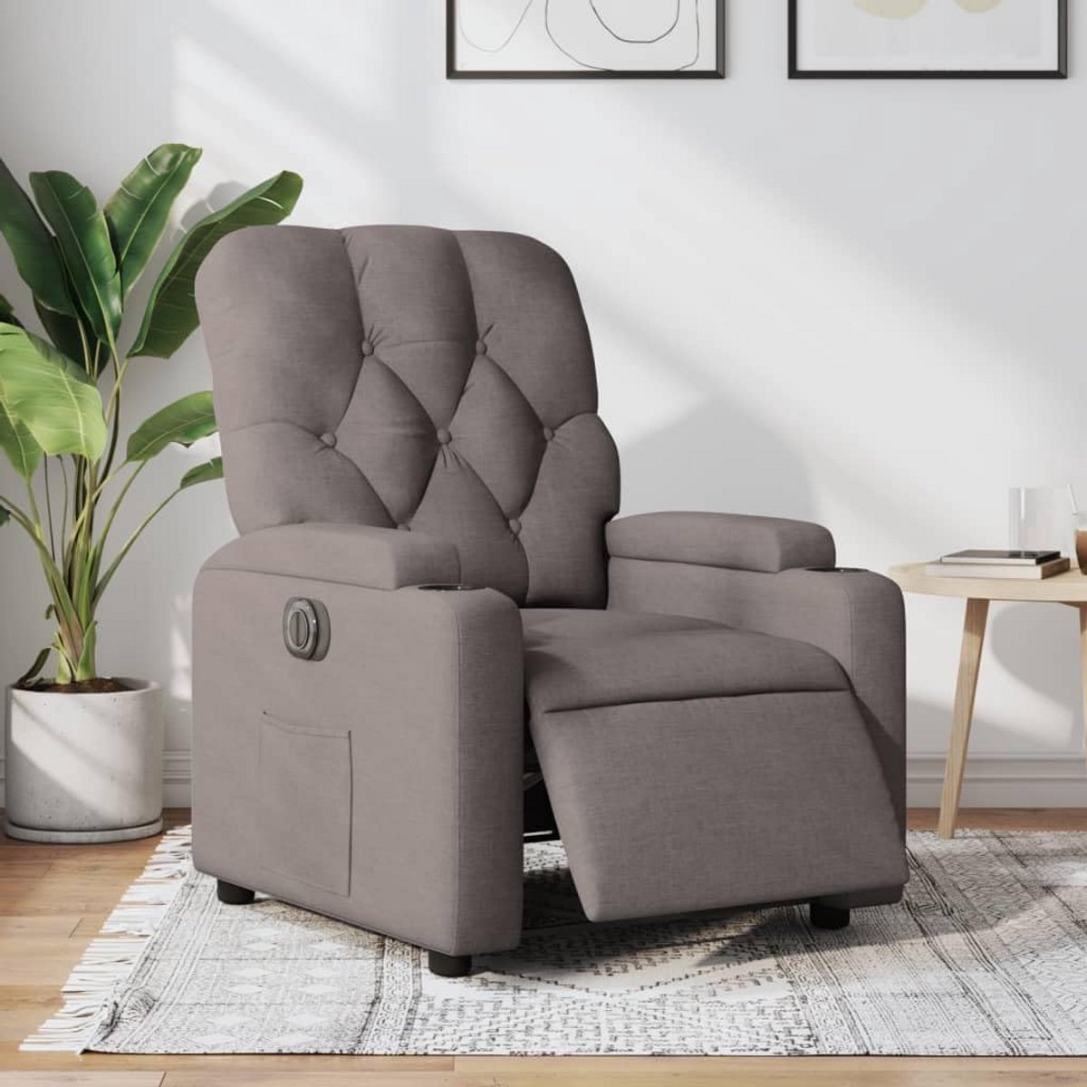 Elektrische Relaxfauteuil Stof Taupe Kantelbaar met Voetensteun