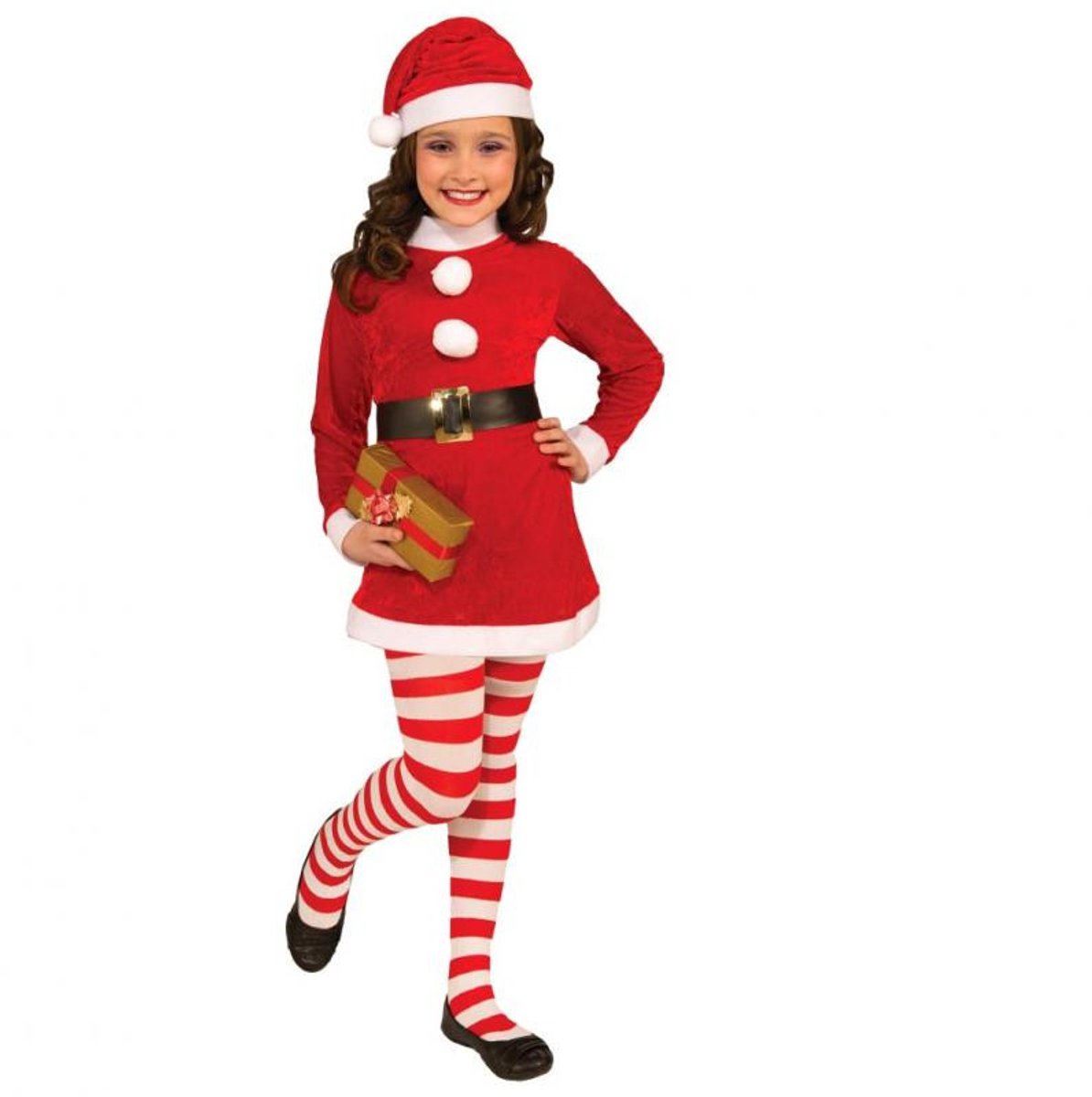 Kerstman-meisje, kerstman-meisje-kostuum 7-9 jaar