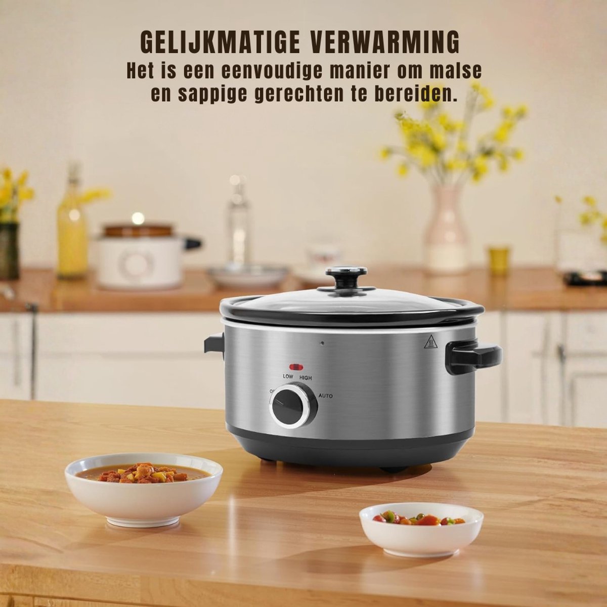 SCH® Slowcooker met timer 24cm Blauw 220W - afbeelding 3