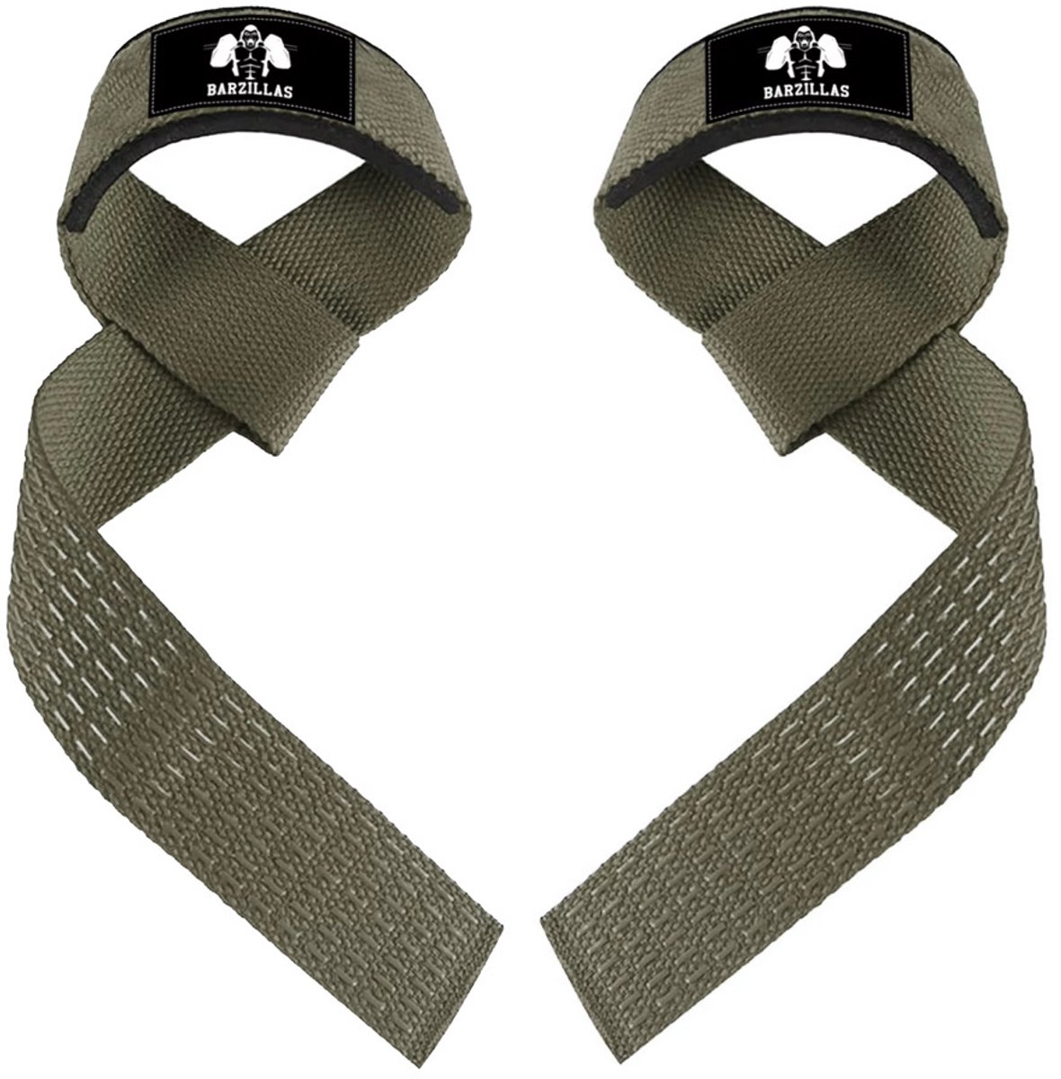 Barzillas Lifting Straps Katoen – Siliconen Grip – Neopreen Padded Polscomfort – Voor Deadlift, Rows & Pull-ups – Extra Stevige Straps – Groen