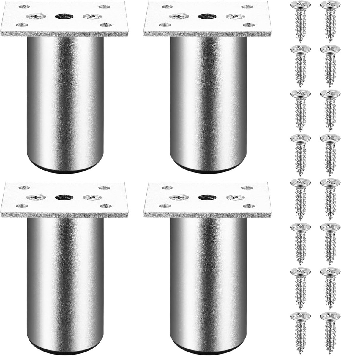 Meubelpoten - bankpoten - stoelpoten - meubelpoten set van 4 - meubelpoten zilver - Tafelpoten van Aluminiumlegering - 80mm - van Imperatoris
