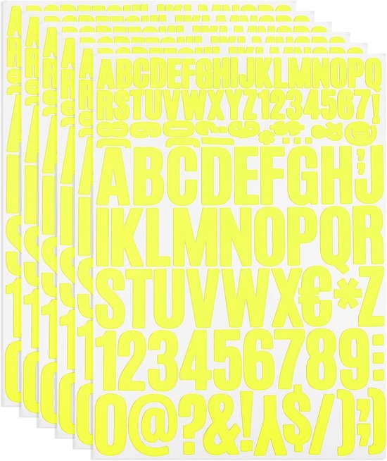 Grote Set Vinyl Letters en Cijfers Stickers Zelfklevend Geel - Voor ...