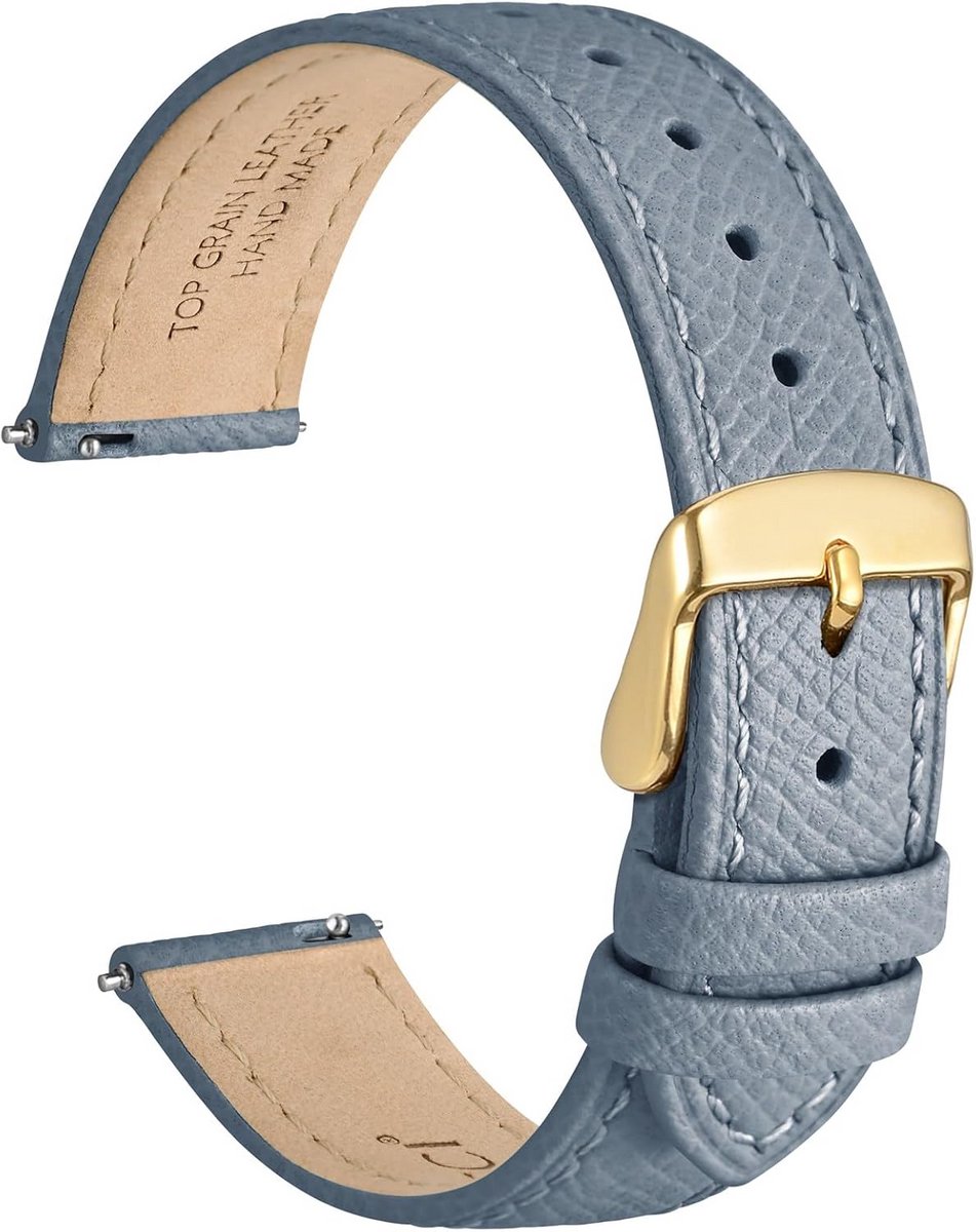 Leren Horlogebandje met Nerfleer en Snelsluiting - Vervangende Band voor Diverse Horloges