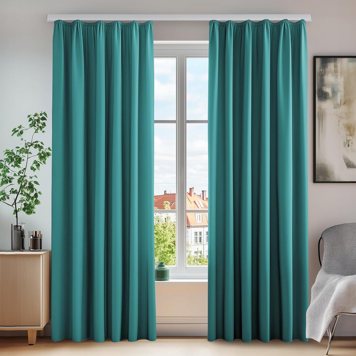 Verduisterende Gordijnen Turquoise 140x160 cm - Set van 2 - Ideaal voor Slaapkamer en Woon