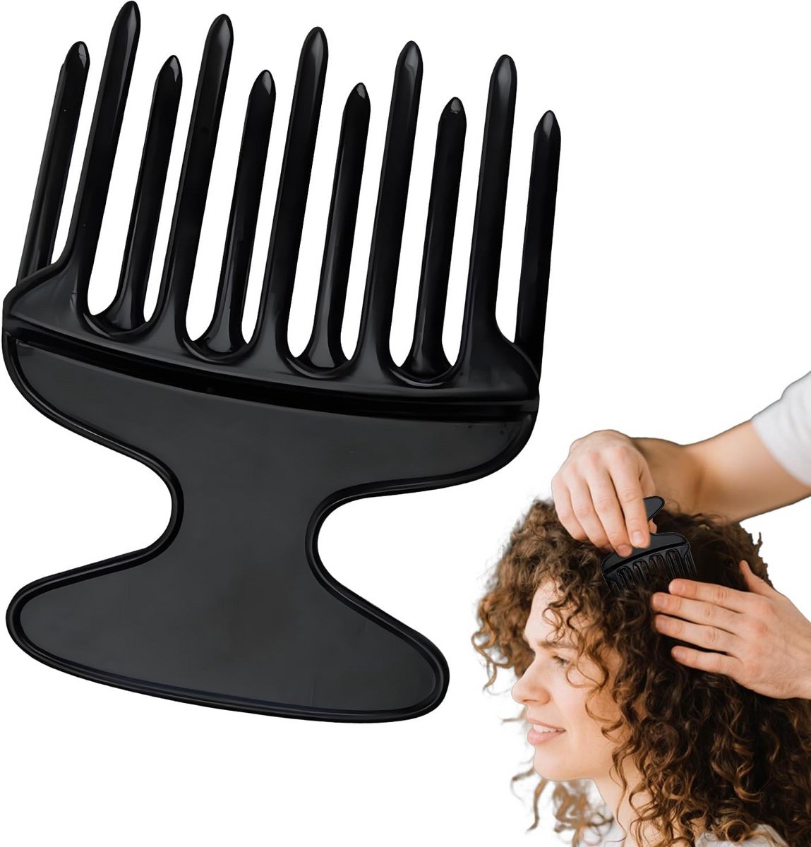 Kam voor Krullend en Kroeshaar Styling Touffe Zwarte Afro Pick Kam