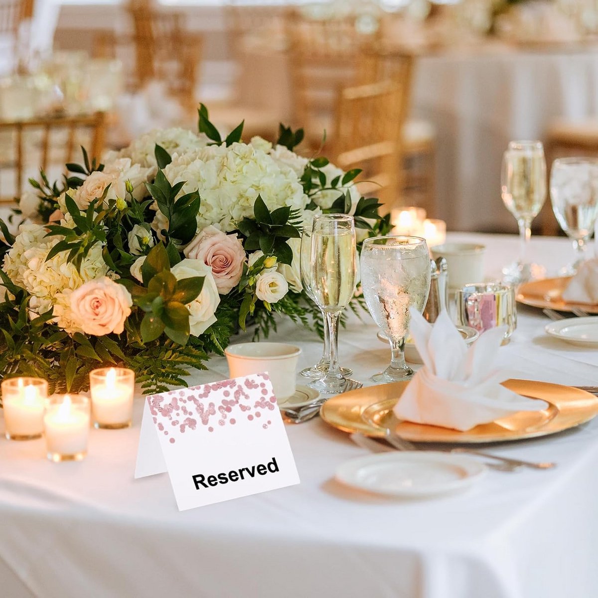 50x Luxe Gereserveerde Tafelkaarten voor Evenementen en Bruiloften Wit