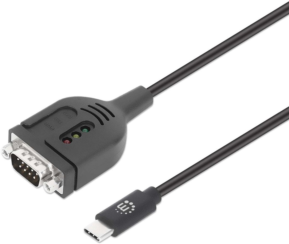 Manhattan Adapterkabel Serieel [1x USB-C stekker - 1x Serieel 9-polig] 100 cm Zwart