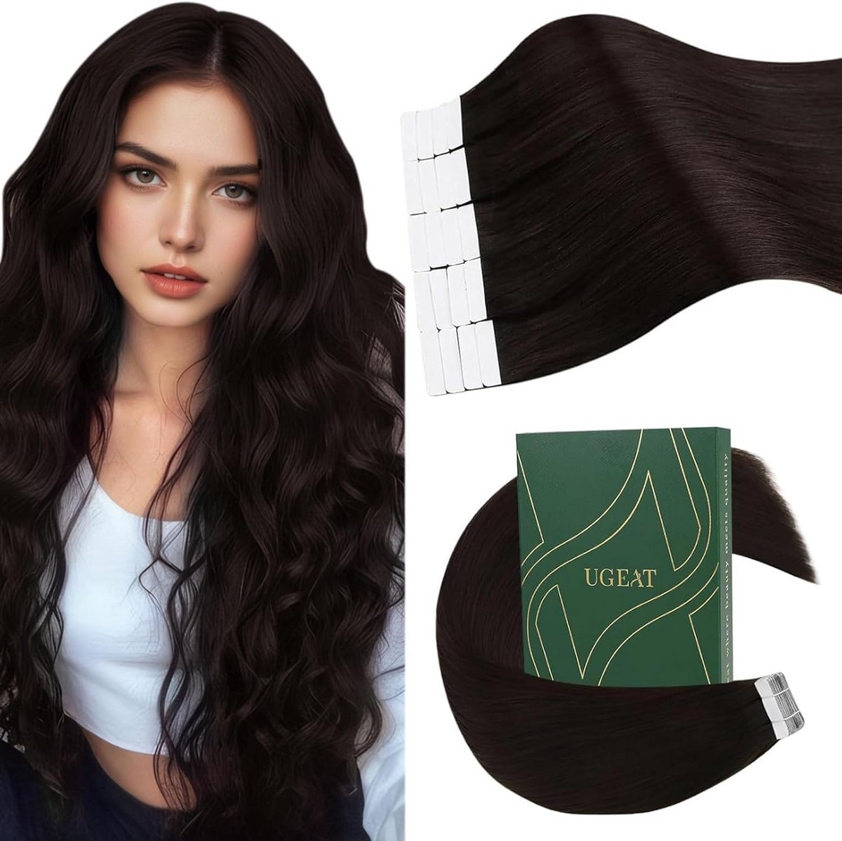 Tape in Haarverlenging 100% Menselijk Haar - 40cm Donkerbruin