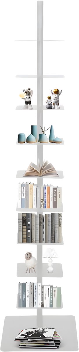 Happiq Boekentoren - Wit - Boekenrek voor thuis, kantoor of woonkamer - 9 lagen - 170cm White