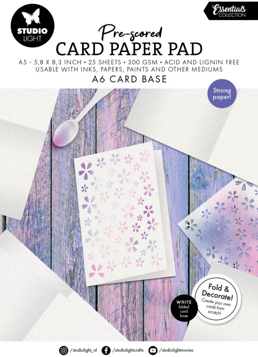 Card paper pad Pre-scored white A6 cards - Essentials nr. 444