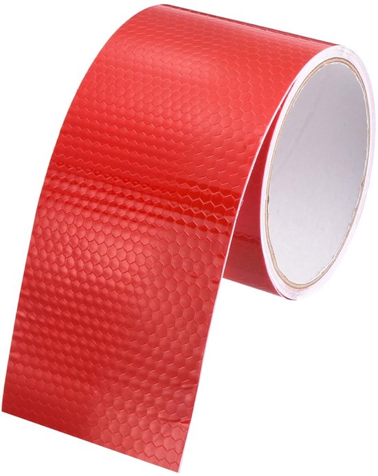 Rol rode reflecterende tape met honingraatpatroon, 5 cm breed.