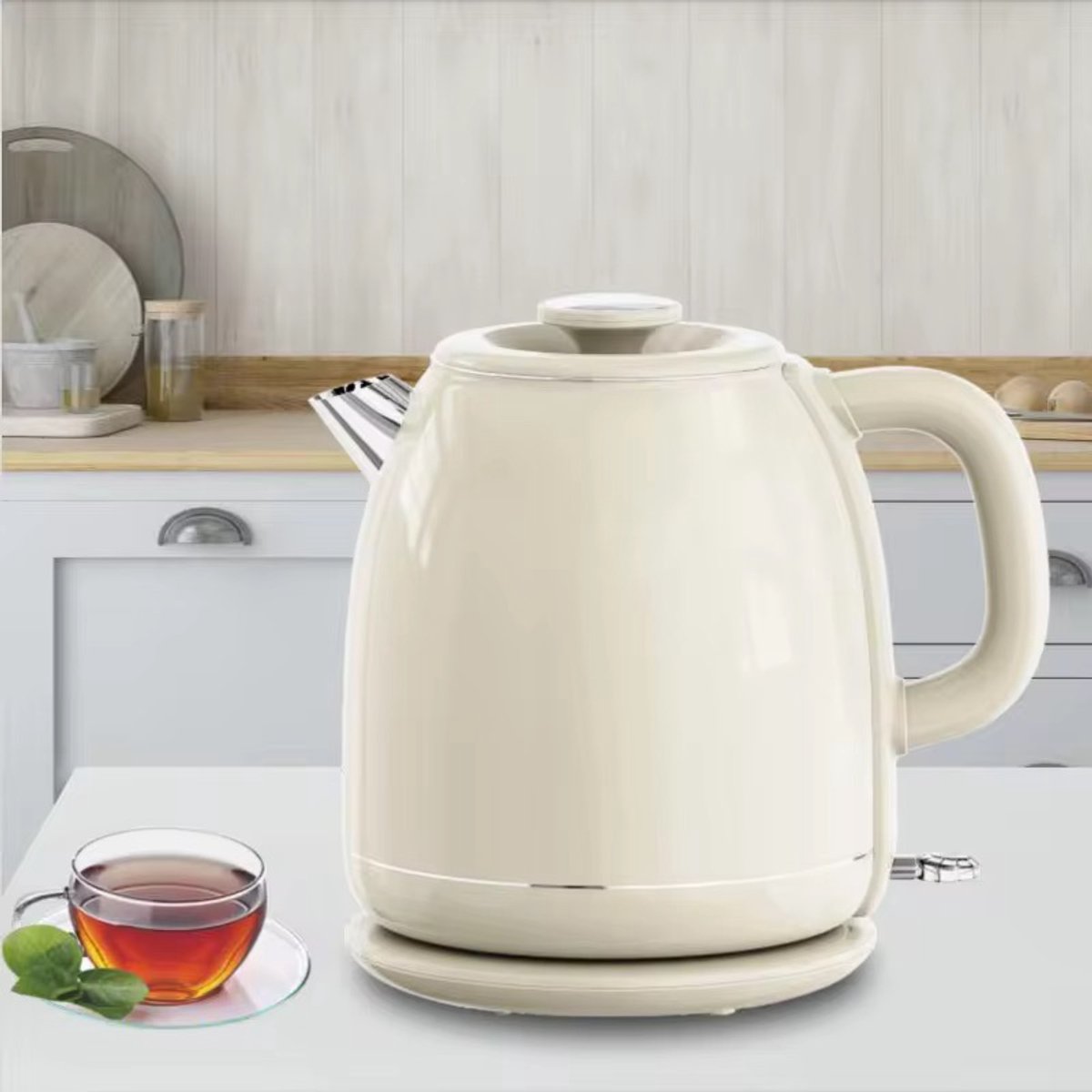 Luxe Waterkoker Retro | 1,8L | Vintage | 1800W | RVS | Beige – foto 3