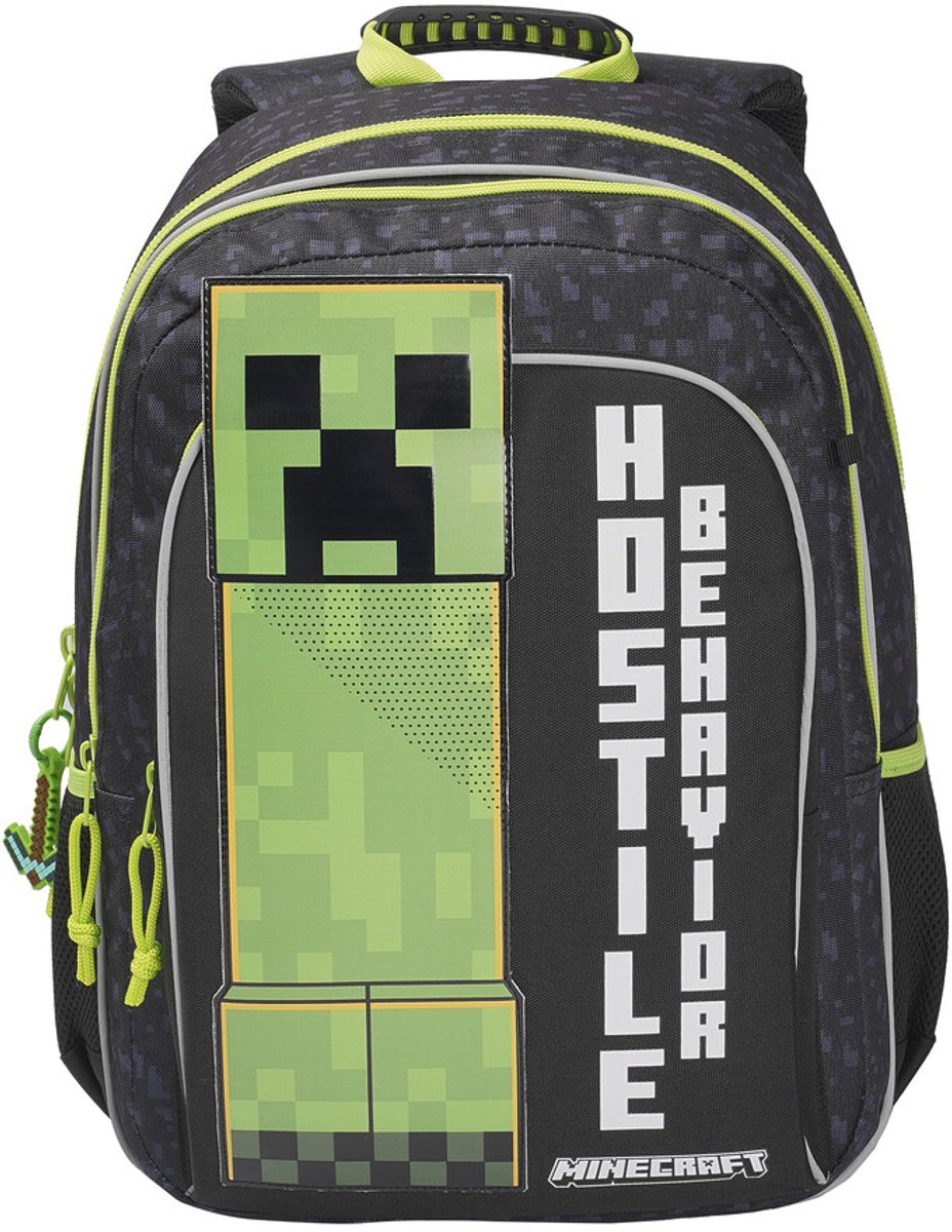 Minecraft - Rugzak – 42 cm – 3 Vakken – Laptopvak – Ergonomisch & Reflecterend – Officiële Licentie Premium Quality
