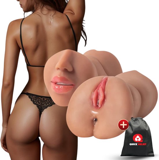Quick Relief Elena™ - Masturbator - Pocket Pussy - 2 in 1 Blowjob & Vagina - Seks Toys voor Mannen - Deepthroat - 20 cm