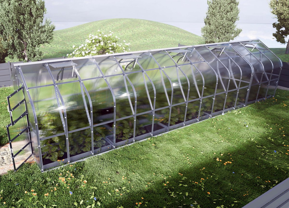 Klasika Polycarbonaat tuinkas 2,5x12m 30m² + 6 automatische dakramen