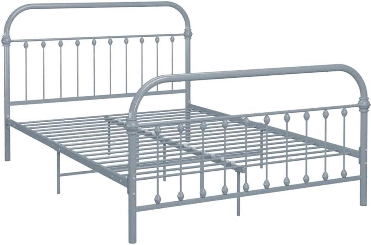 Grijs Metalen Bedframe 120x200 cm met Stevige Lattenbodem