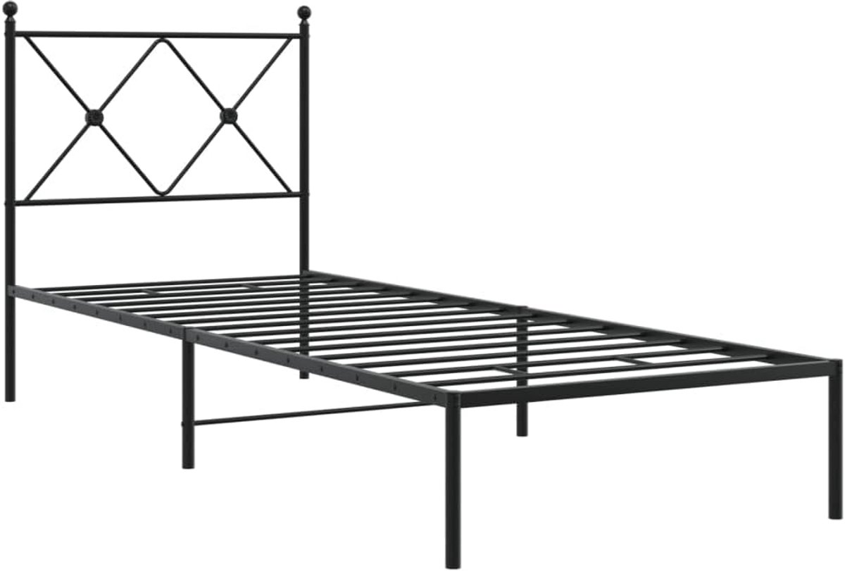 Stevig bedframe met hoofdbord metaal zwart 80x200 cm