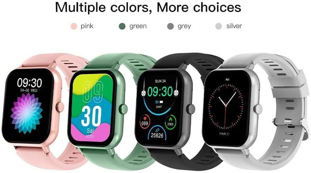 Smartwatch met Bellen en Gezondheidsfuncties in Grijs Siliconen
