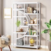 Tribesigns- Boekenrek - Boekenkast Industrieel - 5 Lagen - Hout/Metaal - Wit - 95 x 30 x 176cm