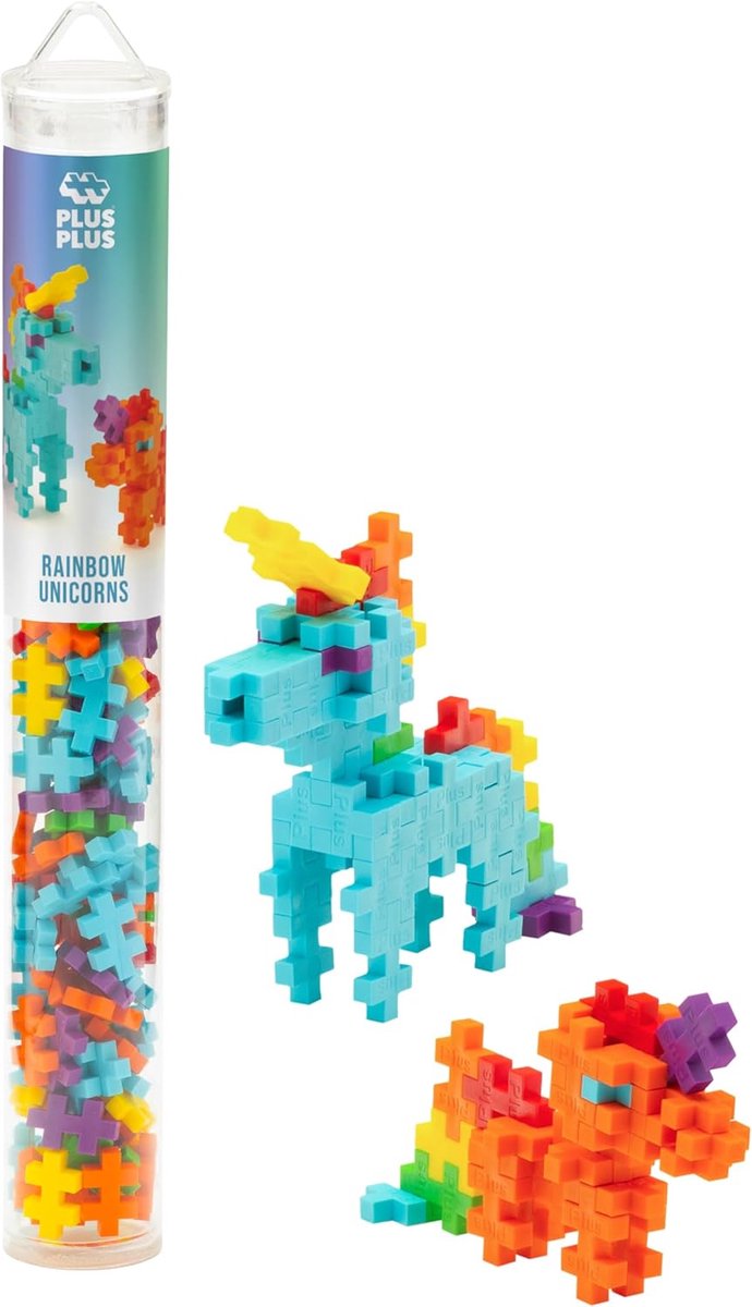 Plus-Plus Rainbow Unicorns Eenhoorn – 100 delige bouwset – 4372 – Bouwspeelgoed – Constructiespeelgoed – Set met bouwstenen – Vanaf 5 jaar