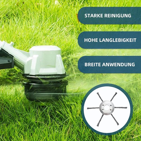 Robuuste onkruidborstel voor accu-bosmaaier, 3 koppen 150 mm, grastrimmervoegenreiniging — afbeelding 4