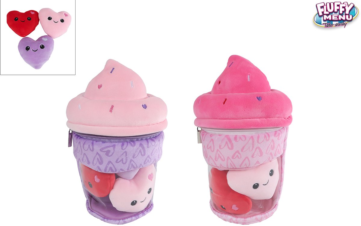 Van Manen pluche ijsje knuffel met hartjes - 25cm speelgoed.