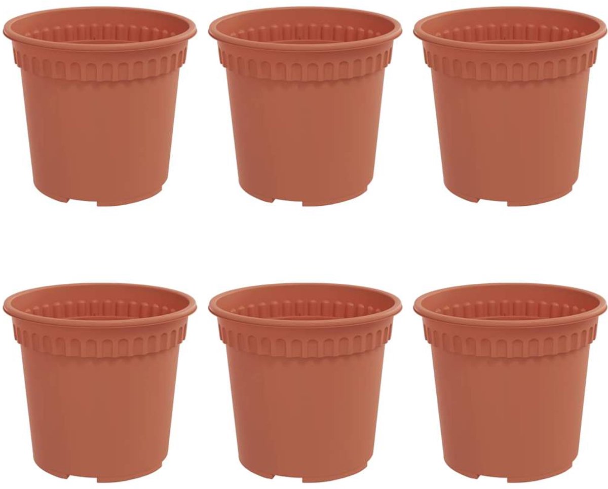 vidaXL - Ronde - Bloempot - 6 - pcs - Baksteenrood - Ø - 15 