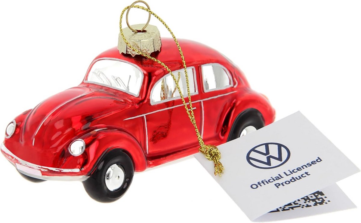 Glazen Kerstboomversiering Kever Rood - Mondgeblazen & Handgeschilderd Ornament in Geschenkdoos