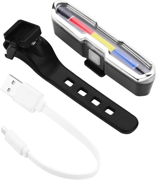 2-Stuks - Fiets Achterlicht - Ultra Helder USB Oplaadbaar Hoog LED Achterlicht - Fietsaccessoires voor Fietsen en Mountainbikes - Rood + Blauw + Wit - Waterdicht - Eenvoudig te Monteren - Veiligheid voor Nachtelijk Fietsen — afbeelding 4
