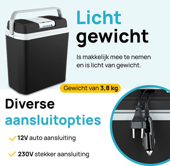 MOA Koelbox Elektrisch 12v 230 volt - 22L - Frigobox - Camping Koelkast - Auto en Camping - Zwart van Merkloos — afbeelding 5