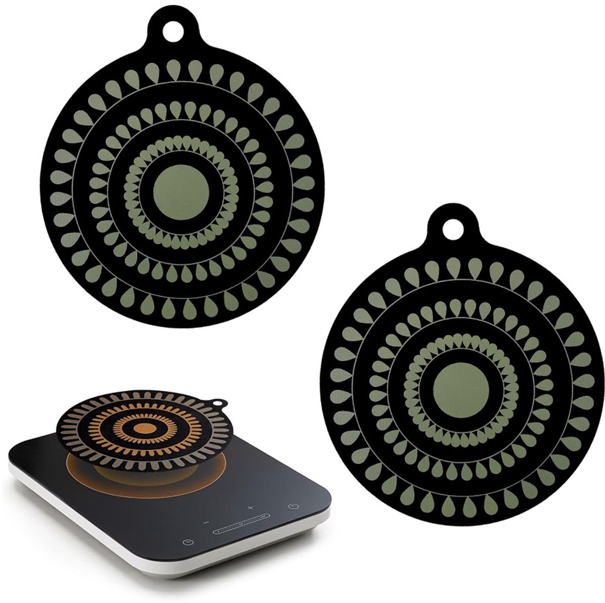 Kleurveranderende siliconen beschermkap voor inductiekookplaat, 2-delige inductiekookplaathoes, antislipmat om te voorkomen dat potten en pannen verschuiven tijdens het koken.