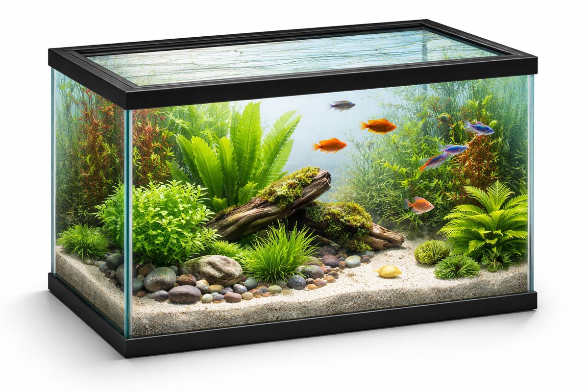 Aquarium – volglas aquarium – 40x20x25cm – 17,3L – glas – zwart kunststof frame – Europese kwaliteit – voor alle vissoorten – binnen