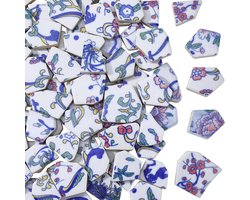 Gebroken Keramische Tegels - Blauw en Wit Porselein - Onregelmatige Mozaïekstukken