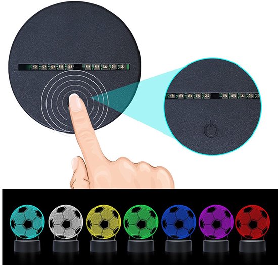 3D LED Voetbal Nachtlamp met Afstandsbediening - 16 Kleuren - 4 Lichtmodi (Flash, Strobe, Fade, Smooth) - Oplaadbaar & Netstroom - 3D voetbal lamp - LED nachtlamp - kinder nachtlamp - RGB sfeerverlichting - oplaadbare nachtlamp - CE –47959 van Merkloos — afbeelding 2
