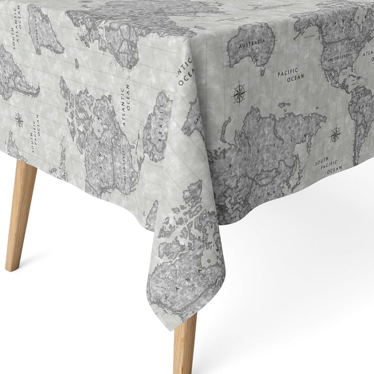 Rond Tafelkleed met Wereldkaart Blauw Hars gecoat Vlekafstotend