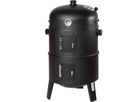 Norvia - BBQ Houtskoolgrill - 3 in 1 - Roker - Grill - Vatgrill - Thermometer - Buiten - Zwart - Perfecte Temperatuurcontrole