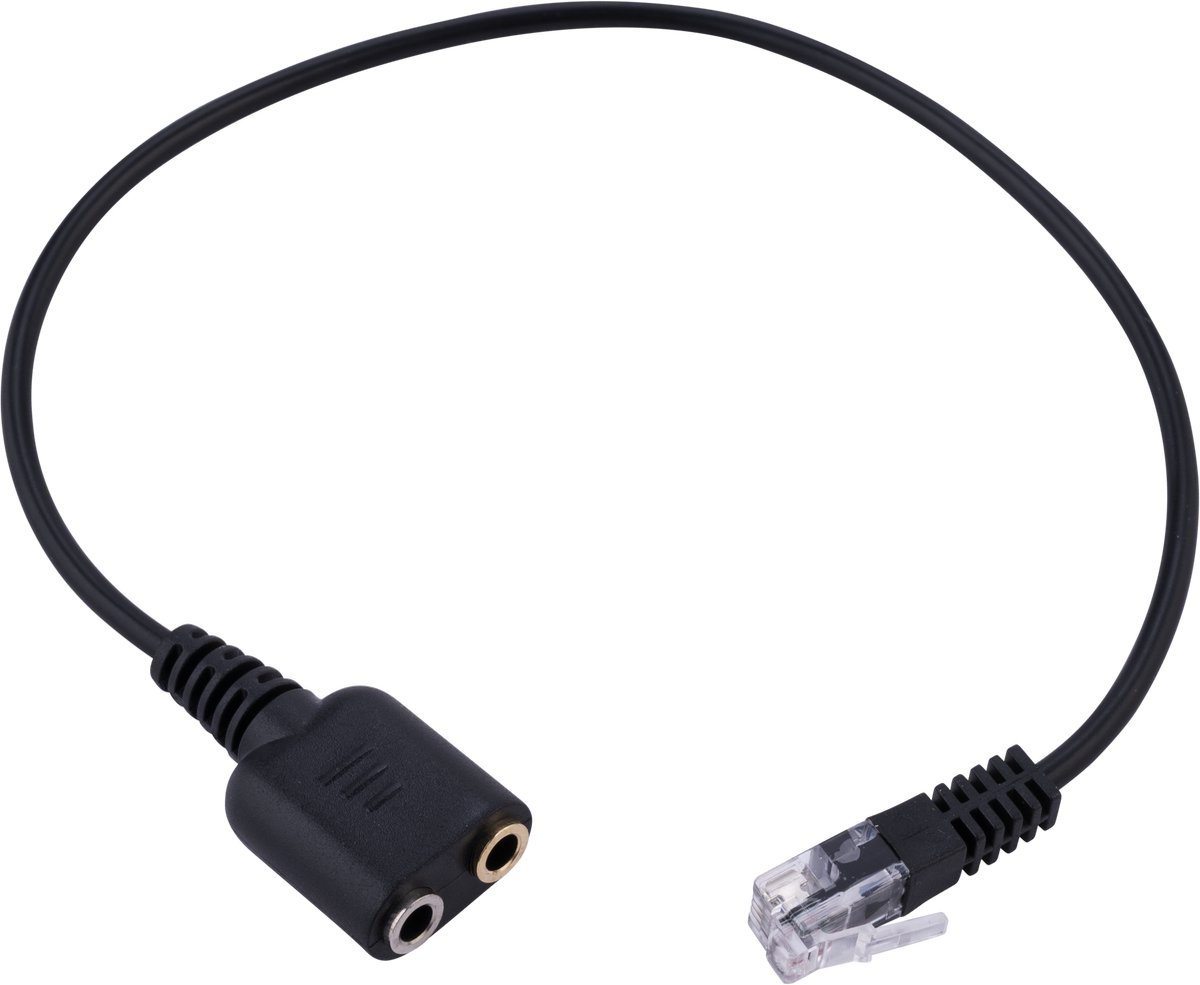 RJ9 naar 2x 3,5 mm Adapter Kabel – Headset Splitter voor Kantoortelefoon – Microfoon en Audio – Zwart