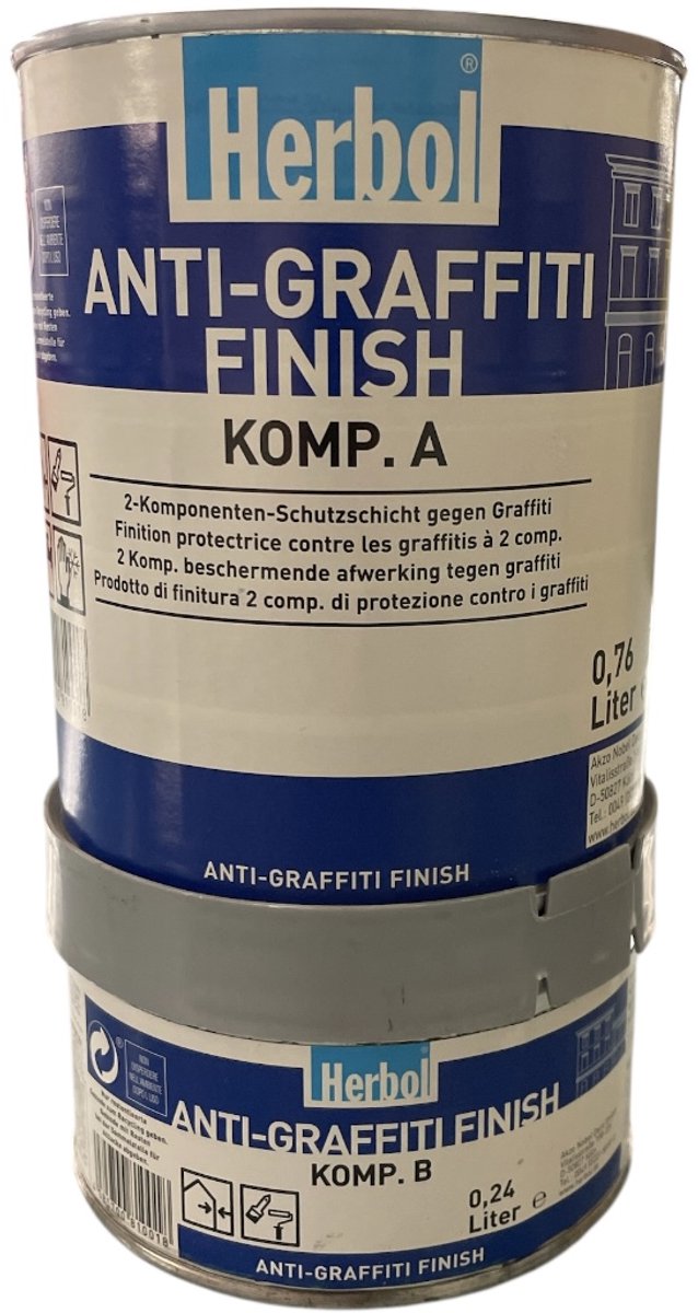 Herbol Anti Graffiti Finish - Kleurloze matte watergedragen 2 componenten eindlaag - 1 L