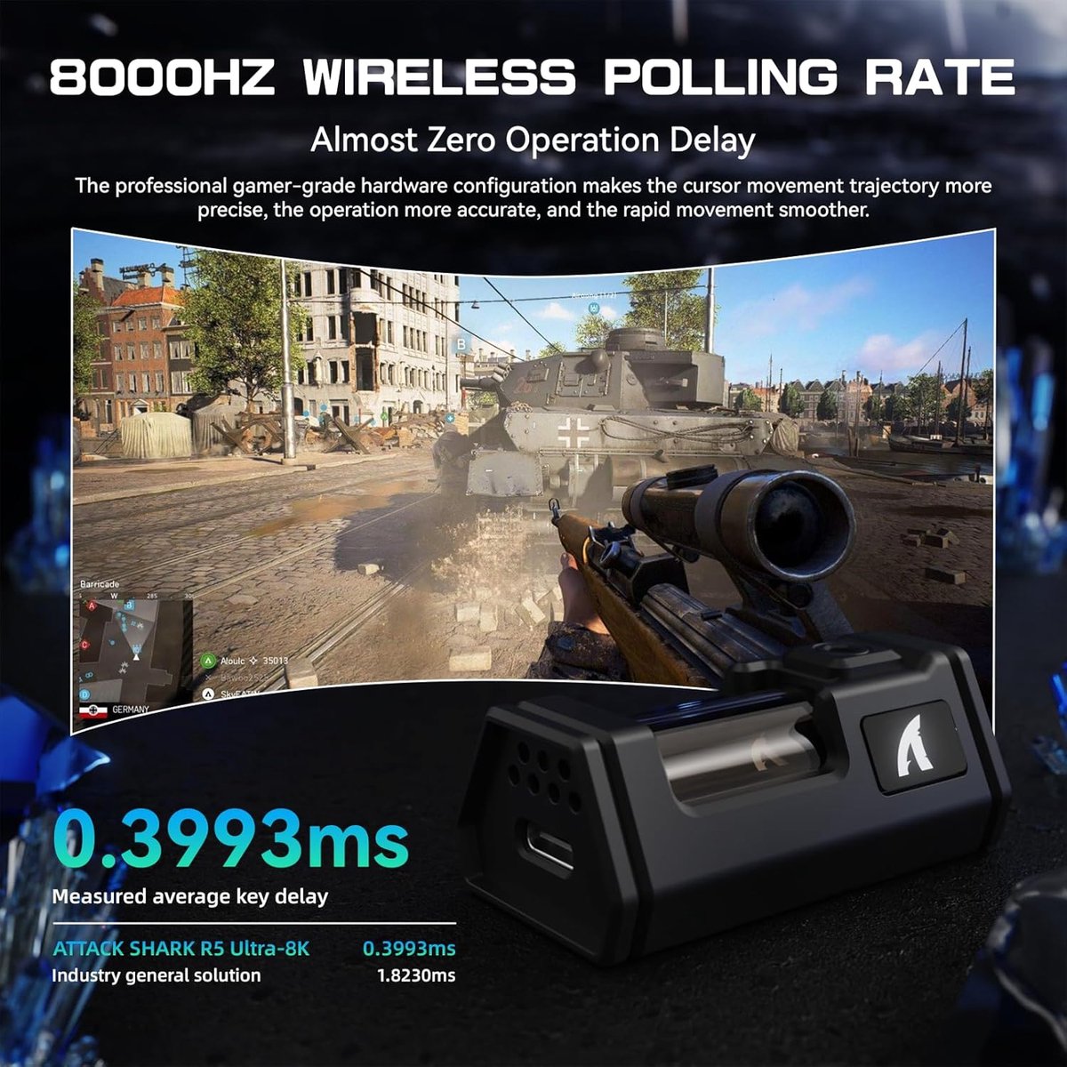 ATTACK SHARK R5 Ultra - Gamingmuis - 8000Hz Pollingsnelheid - Wit thumbnail 4