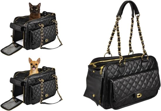 Flamingo - Hondentas Gigi - Zwart - 40 x 22 x 28 cm